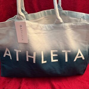 Athleta Blue Ombre Gradient logo tote bag NWT